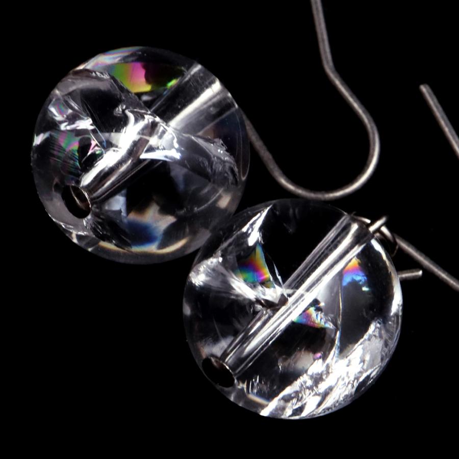 GOLD STONE 水晶 ピアス レディース 両耳用 アイリスクォーツ 天然 虹