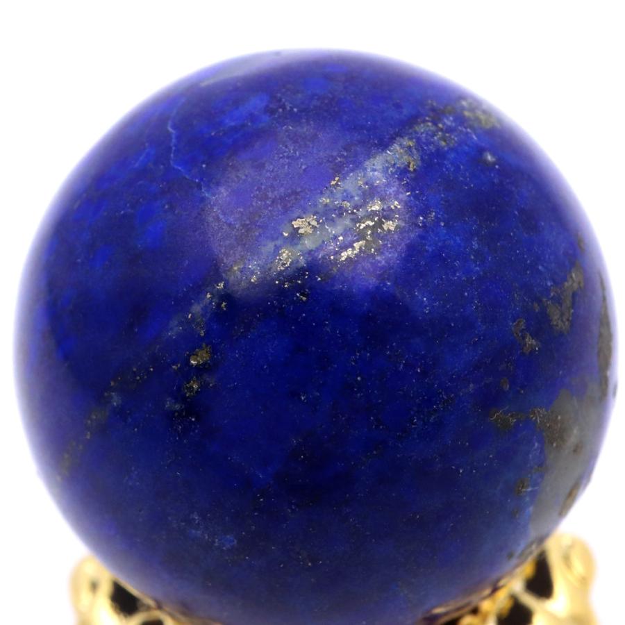 GOLD STONE ラピスラズリ 丸玉 直径約32mm AAA 台付き アフガニスタン