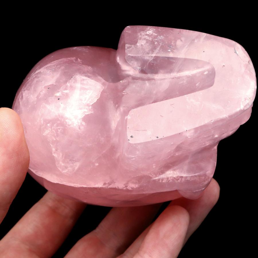 GOLD STONE ローズクォーツ スカル 骸骨 置き物 オブジェ ブラジル産 1