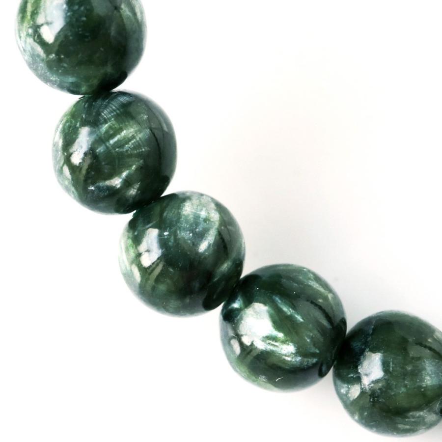 GOLD STONE 高品質 セラフィナイト ブレスレット 7.5mm 斜緑泥石
