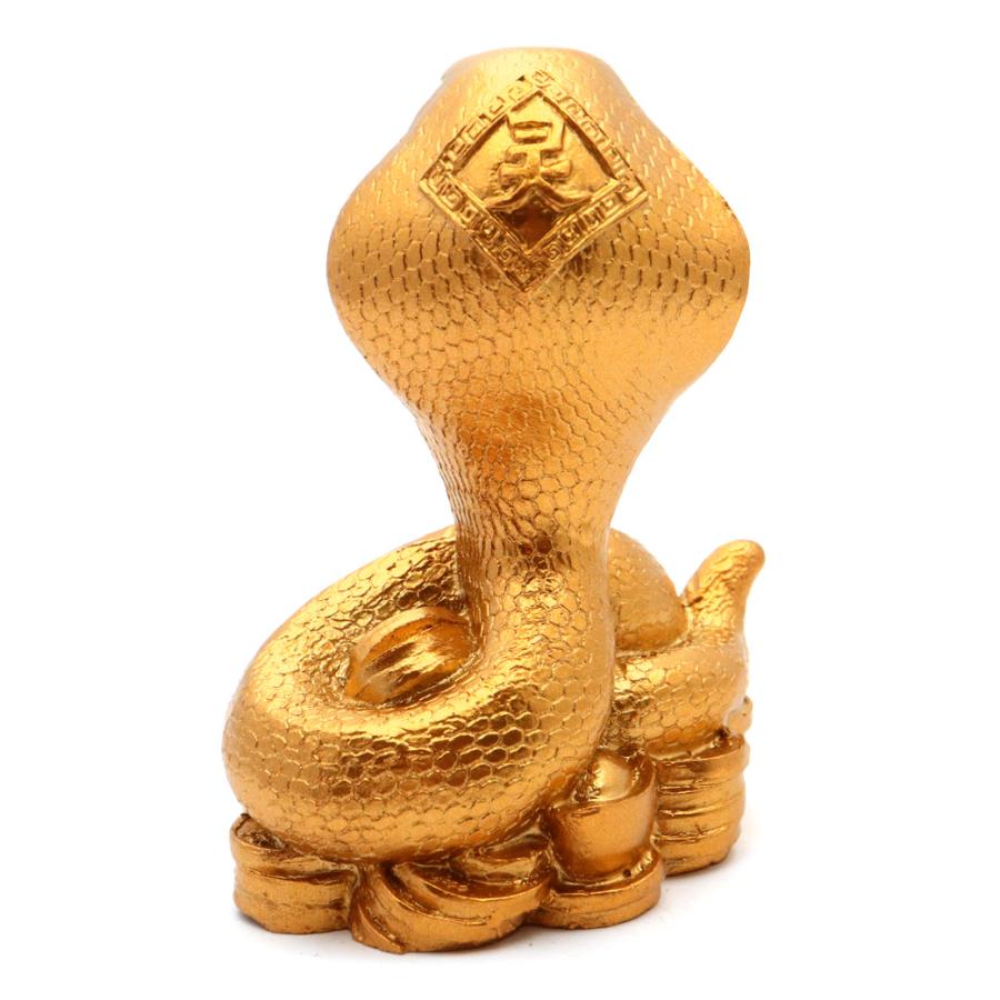 GOLD STONE 蛇 2025年 干支 巳 置き物 コブラ ガラス玉付 Sサイズ 樹脂