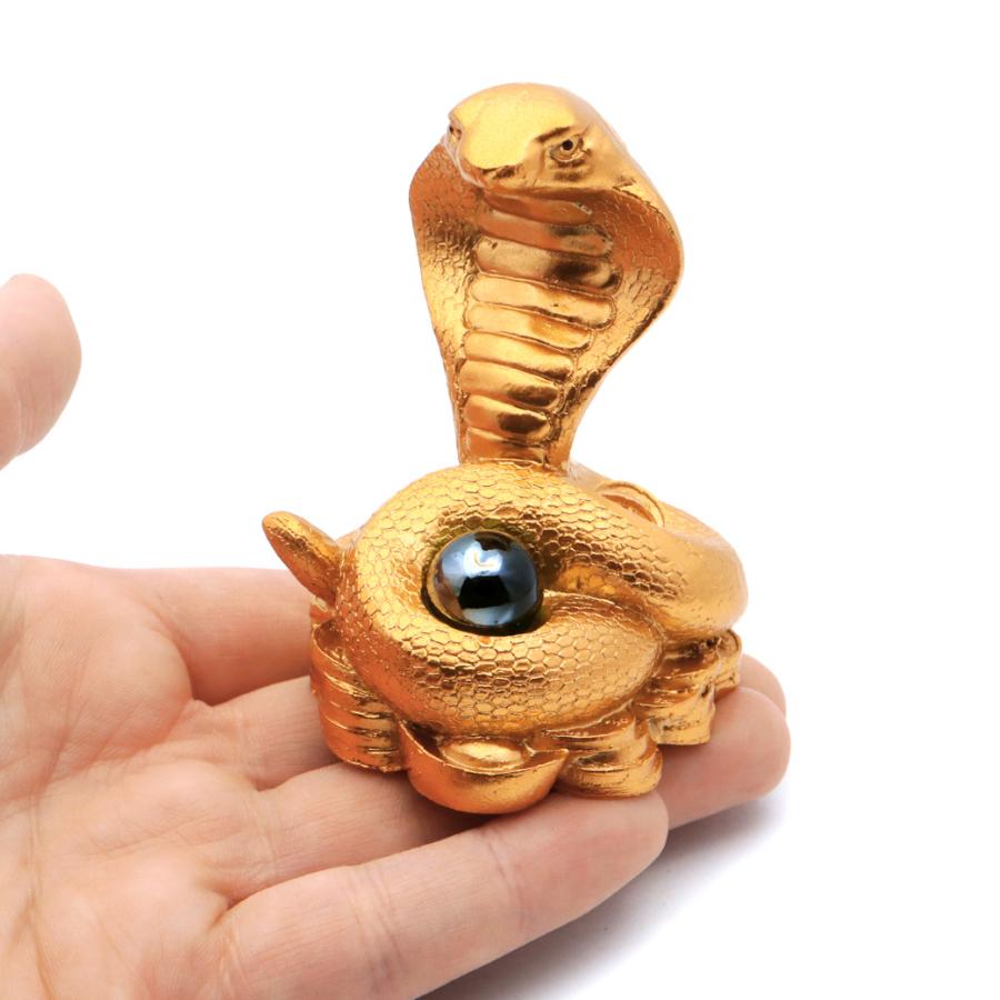 縁起物　ブルー セラミック コブラ置物 巳年 コブラ 置物 オブジェ 真鍮 蛇 2025年 干支 巳年 風水 ゴールド