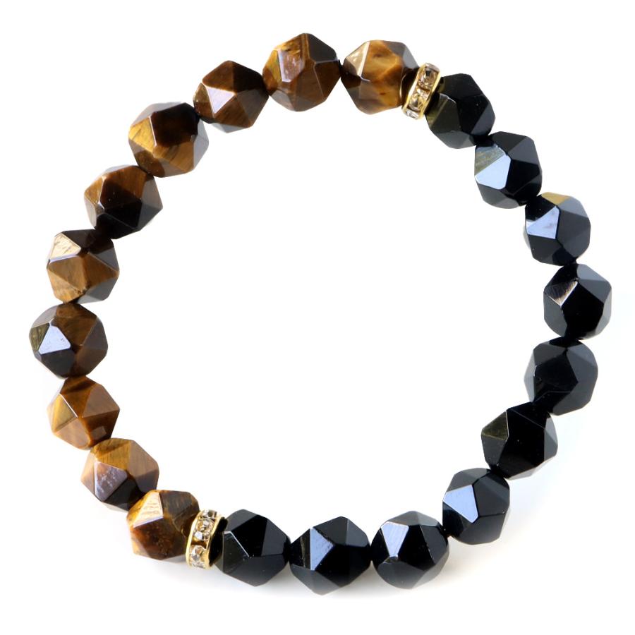 GOLD STONE タイガーアイ オニキス ブレスレット メンズ スターカット 