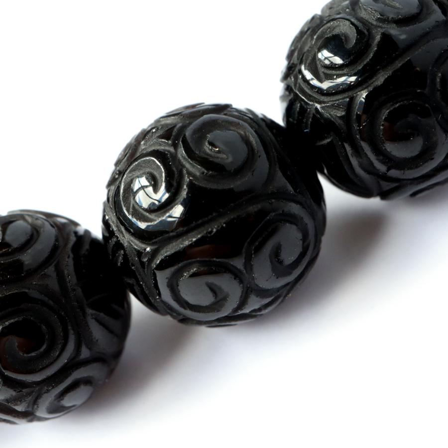 GOLD STONE モリオン ブレスレット 12mm 回文殊 チベット産 幸運を