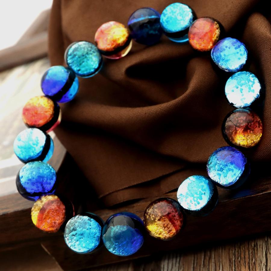 光る ホタルガラス ブレスレット トロピカル 夏 南国 メンズ レディース 沖縄 人気 お土産 パワーストーン 送料無料 バレンタイン プレゼント Stone B59 Gold Stone 通販 Yahoo ショッピング