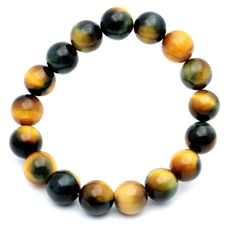 ③12mm ゴールデンブルータイガーアイ　内周16cm ブレスレット GOLD STONE ゴールデンブルー タイガーアイ ブレスレット 12mm