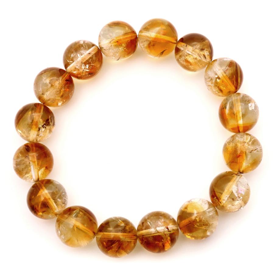 アイリスシトリン 天然石 パワーストーン 幸運 金運　虹 GOLD STONE シトリン アイリスクォーツ ブレスレット 13mm 黄水晶 虹