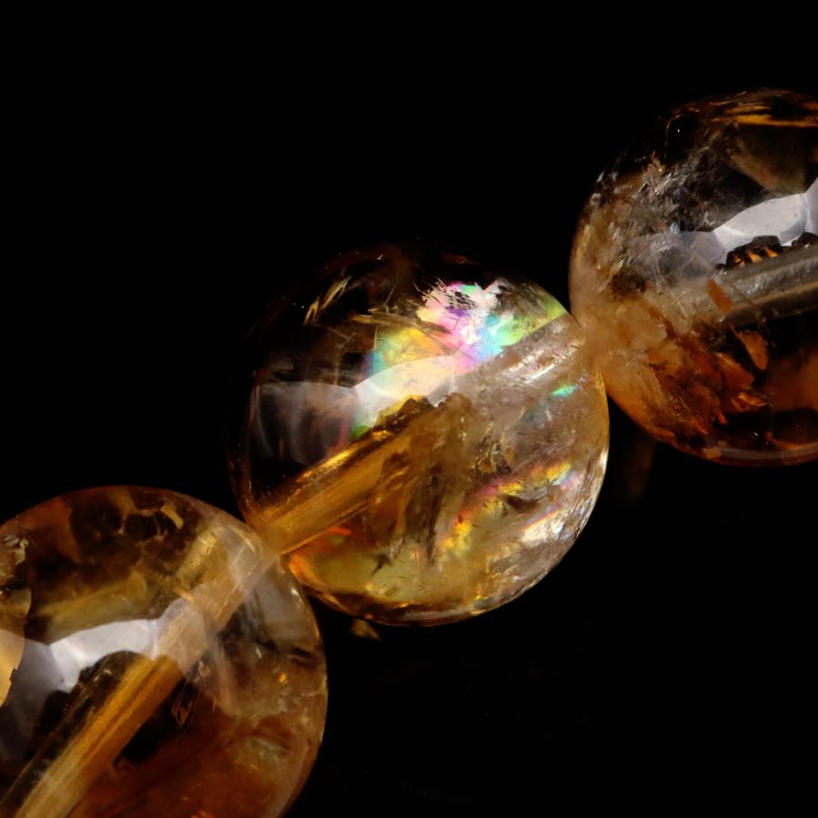 GOLD STONE シトリン アイリスクォーツ ブレスレット 13mm 黄水晶 虹