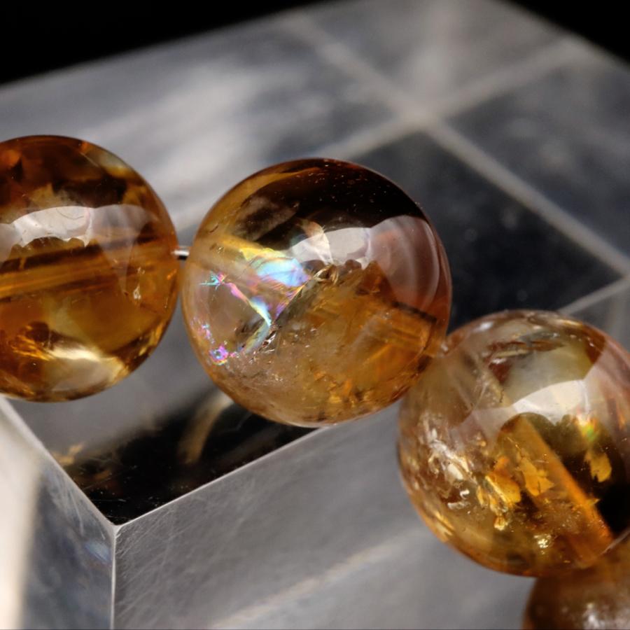GOLD STONE シトリン アイリスクォーツ ブレスレット 13mm 黄水晶 虹