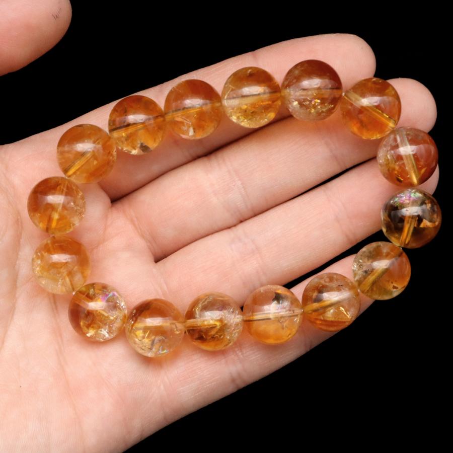 GOLD STONE シトリン アイリスクォーツ ブレスレット 13mm 黄水晶 虹