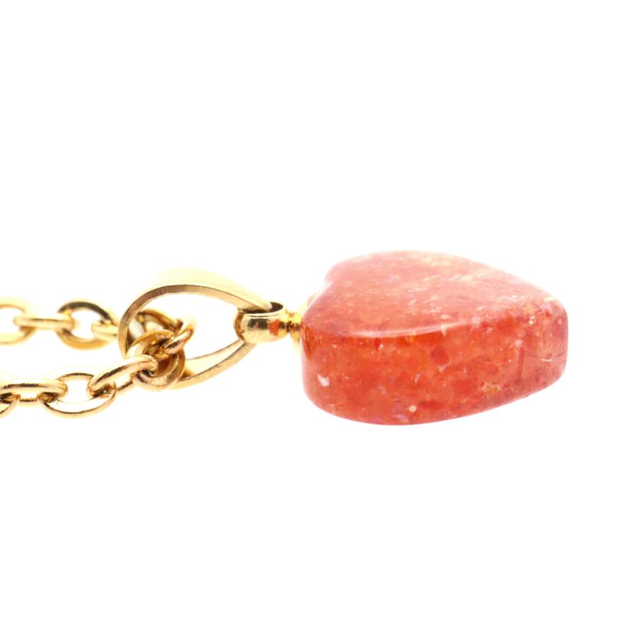 GOLD STONE サンストーン ネックレス ハート 天然石 ペンダント トップ