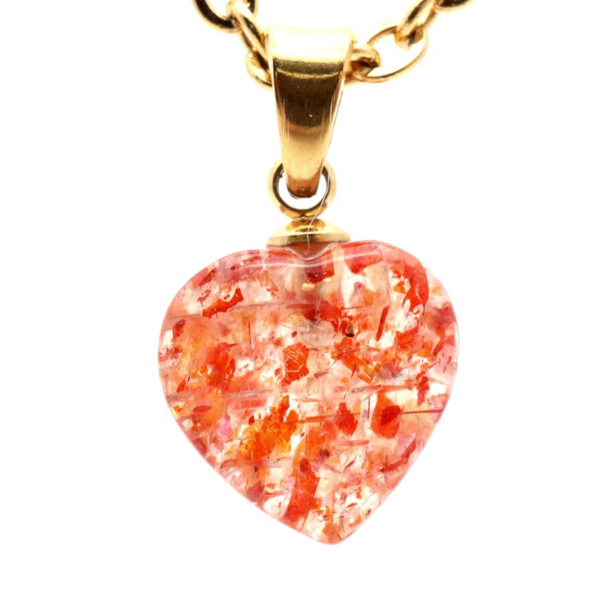 GOLD STONE サンストーン ネックレス ハート 天然石 ペンダント トップ