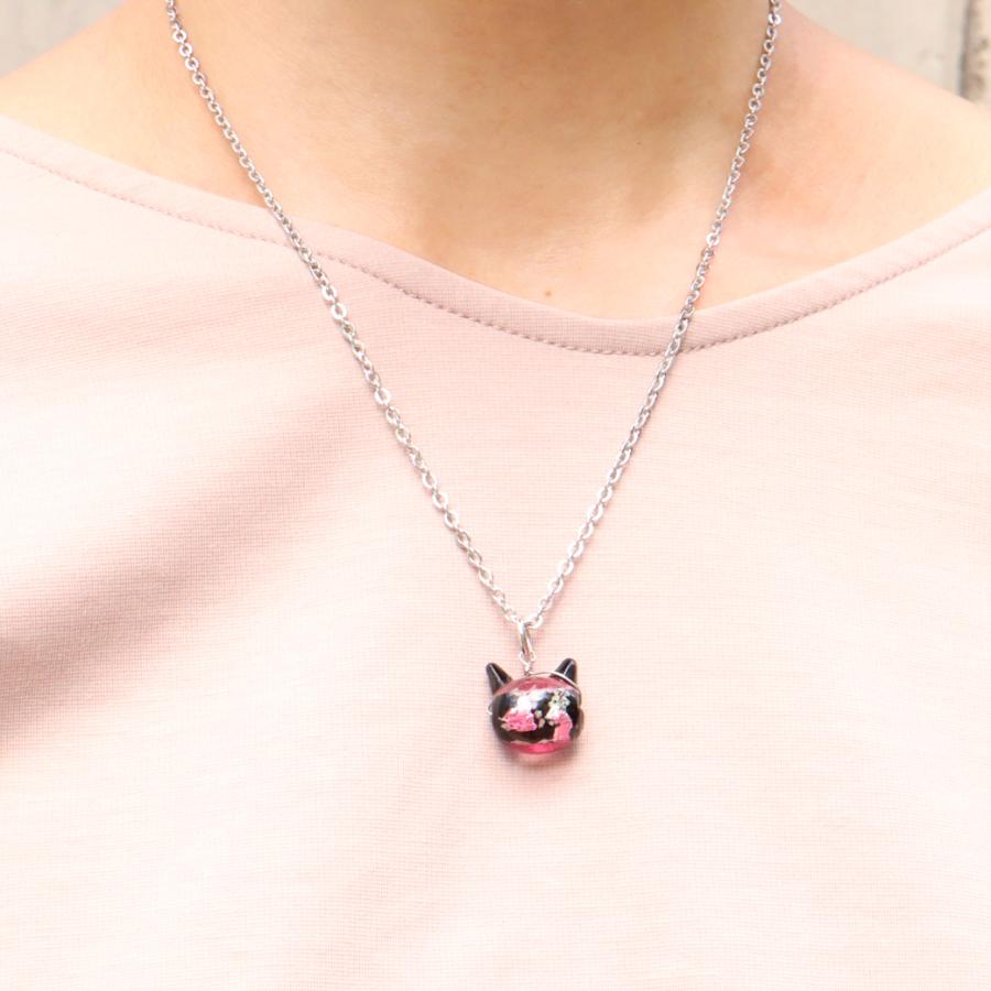 GOLD STONE ホタルガラス ネックレス 猫 ピンク かわいい ペンダント