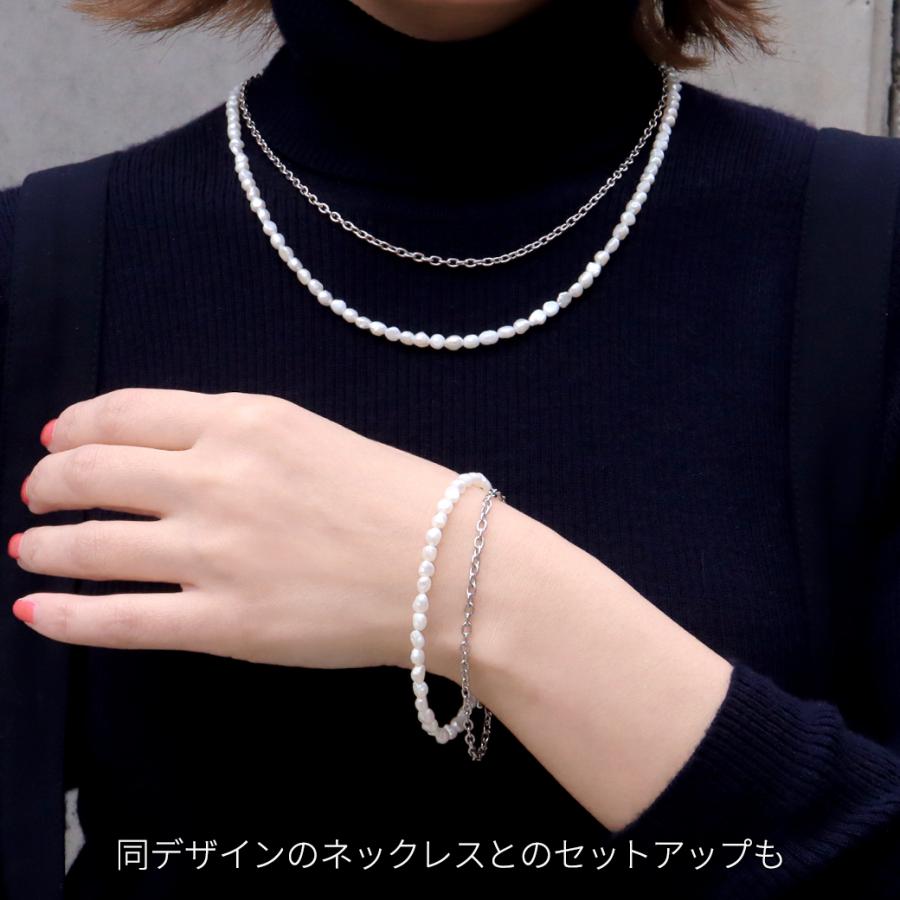 淡水パール ブレスレット チェーン おしゃれ 揺れる 結婚式 卒業式 