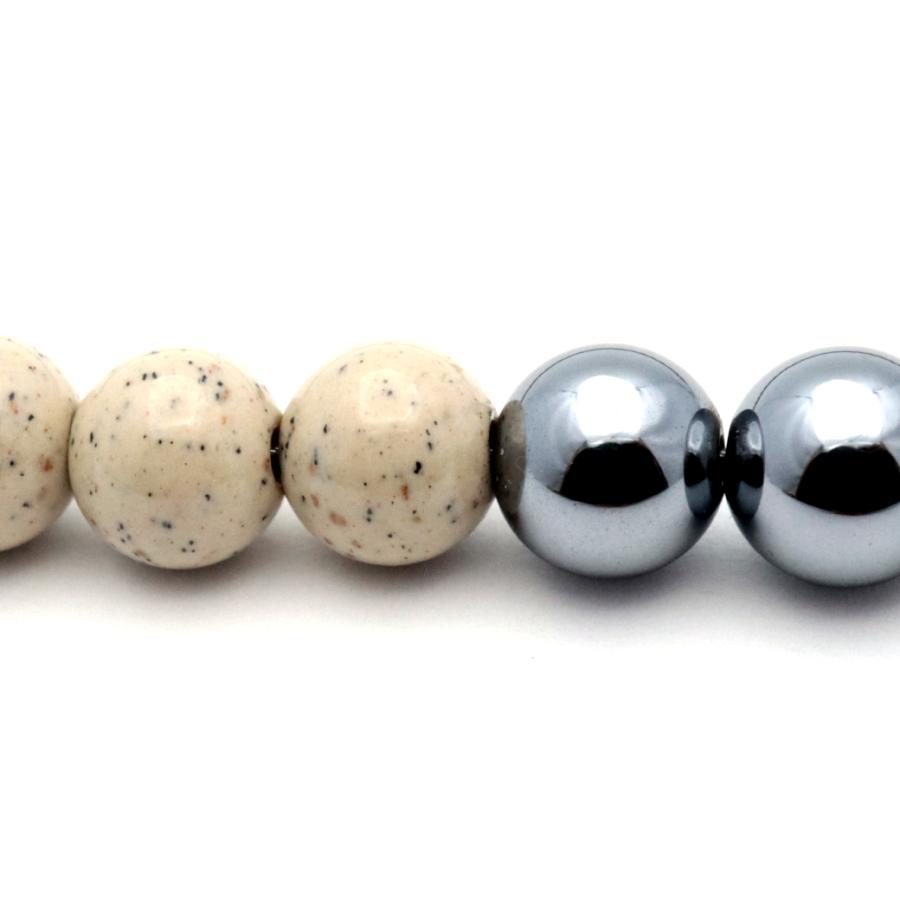 GOLD STONE テラヘルツ鉱石 北投石 ネックレス 6mm 台湾産 ベージュ
