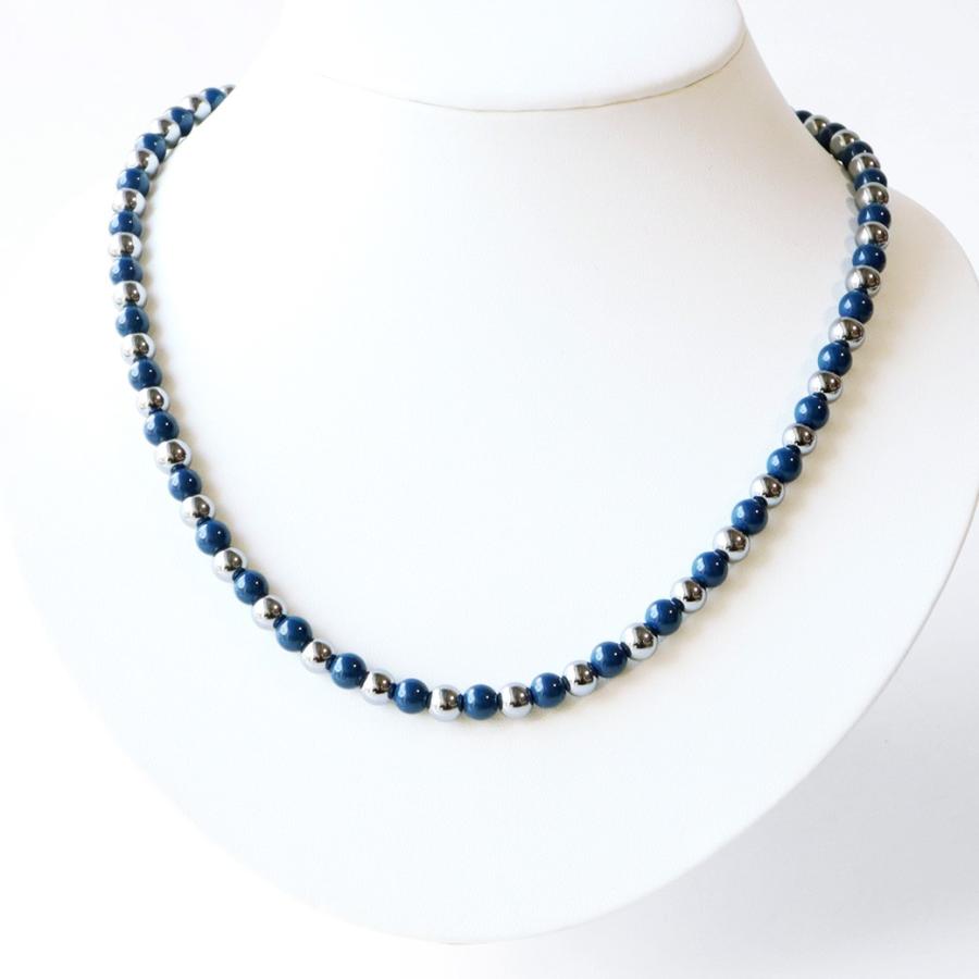 GOLD STONE テラヘルツ鉱石 青色 北投石 ネックレス メンズ レディース