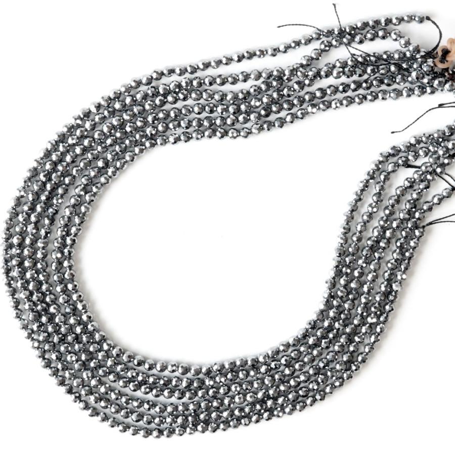 GOLD STONE テラヘルツ鉱石 128面カット 一連 ビーズ 長さ 39cm