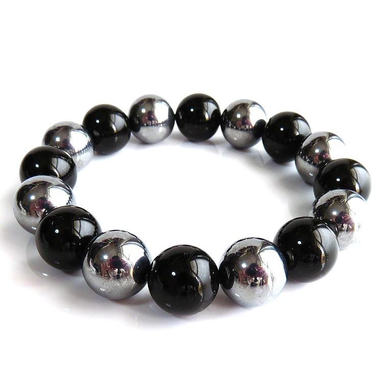 GOLD STONE テラヘルツ鉱石 本物 モリオン 黒水晶 ブレスレット メンズ