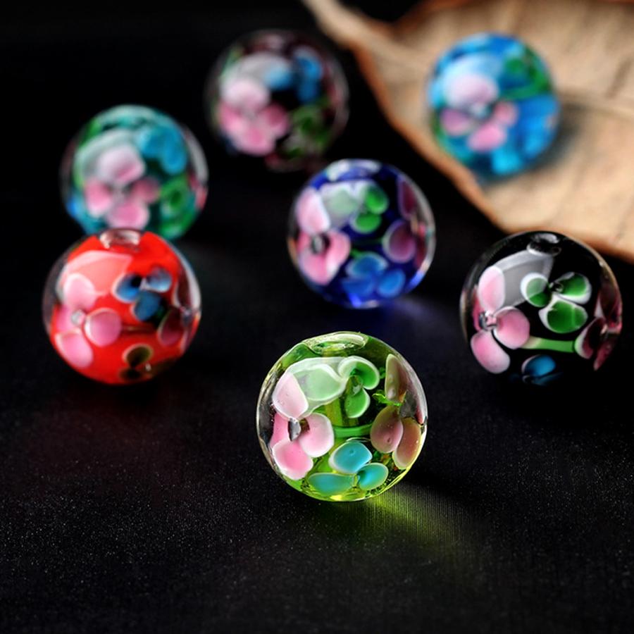 GOLD STONE とんぼ玉 花柄 ビーズ 12mm 夏 お祭り 9種類から選べる