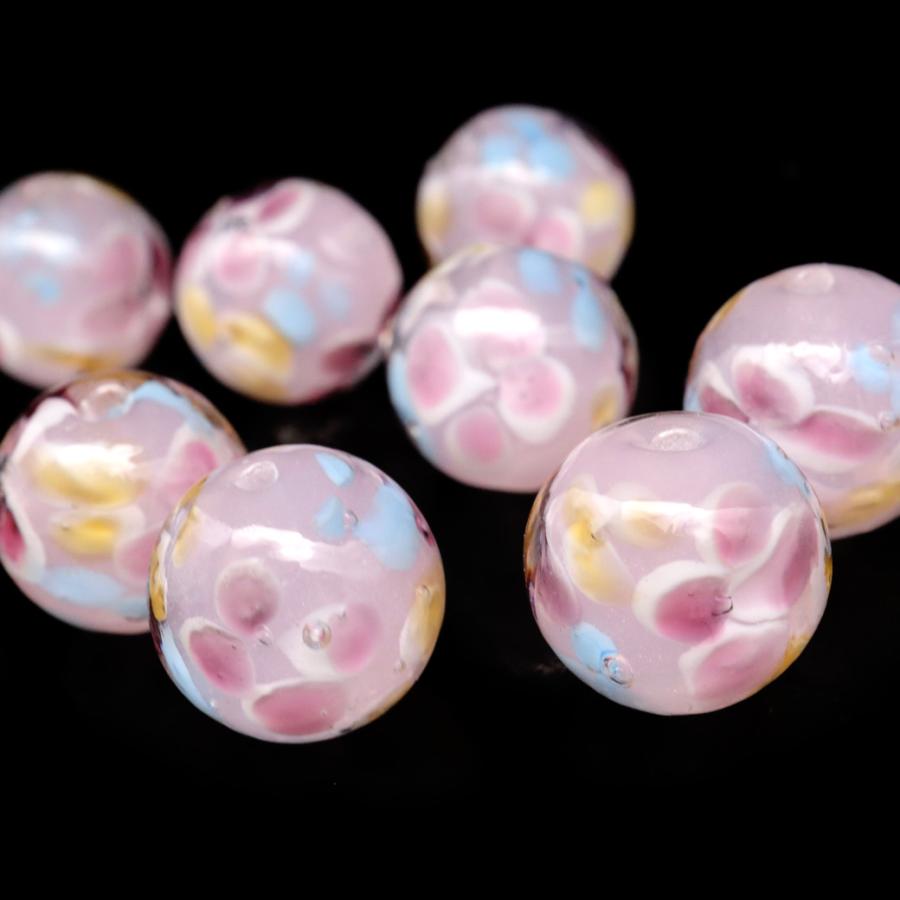 GOLD STONE とんぼ玉 花柄 ビーズ 12mm 夏 お祭り 9種類から選べる 