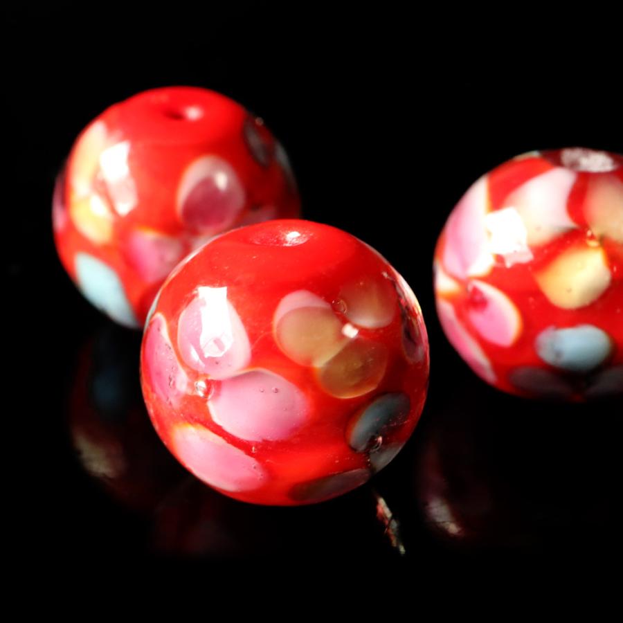 1400★B2102★ アンティーク　葡萄赤　ガラスビーズ　10P　とんぼ玉 GOLD STONE とんぼ玉 花柄 ビーズ 12mm 夏 お祭り 9種類から選べる
