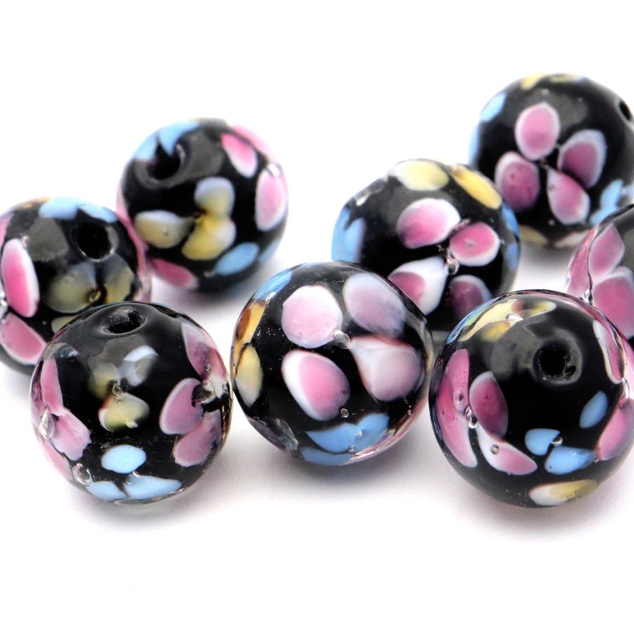 GOLD STONE とんぼ玉 花柄 ビーズ 12mm 夏 お祭り 9種類から選べる