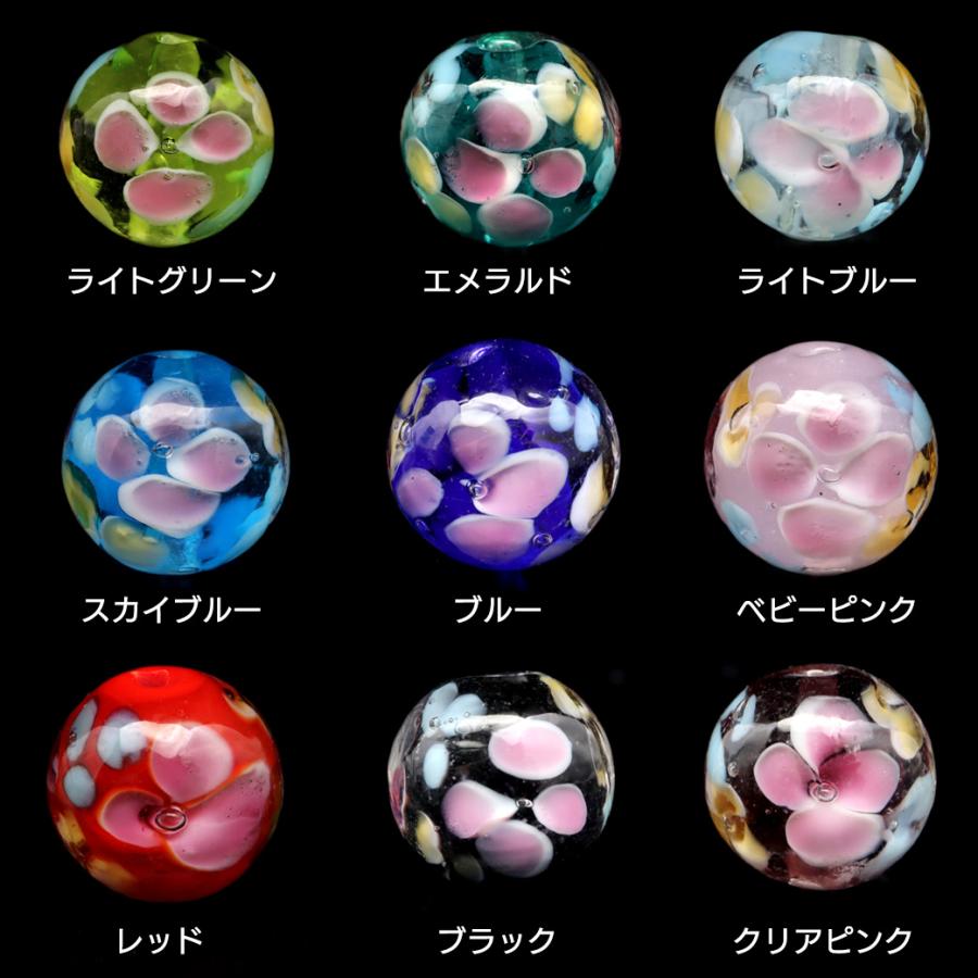 GOLD STONE とんぼ玉 花柄 ビーズ 12mm 夏 お祭り 9種類から選べる 
