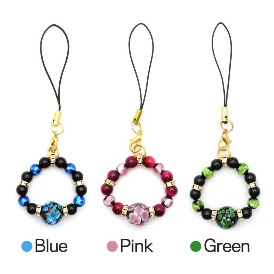 カラフル天然石♡ストラップ、キーホルダー、ピアス とんぼ玉 ストラップ ホタルガラス 天然石 オニキス タイガーアイ