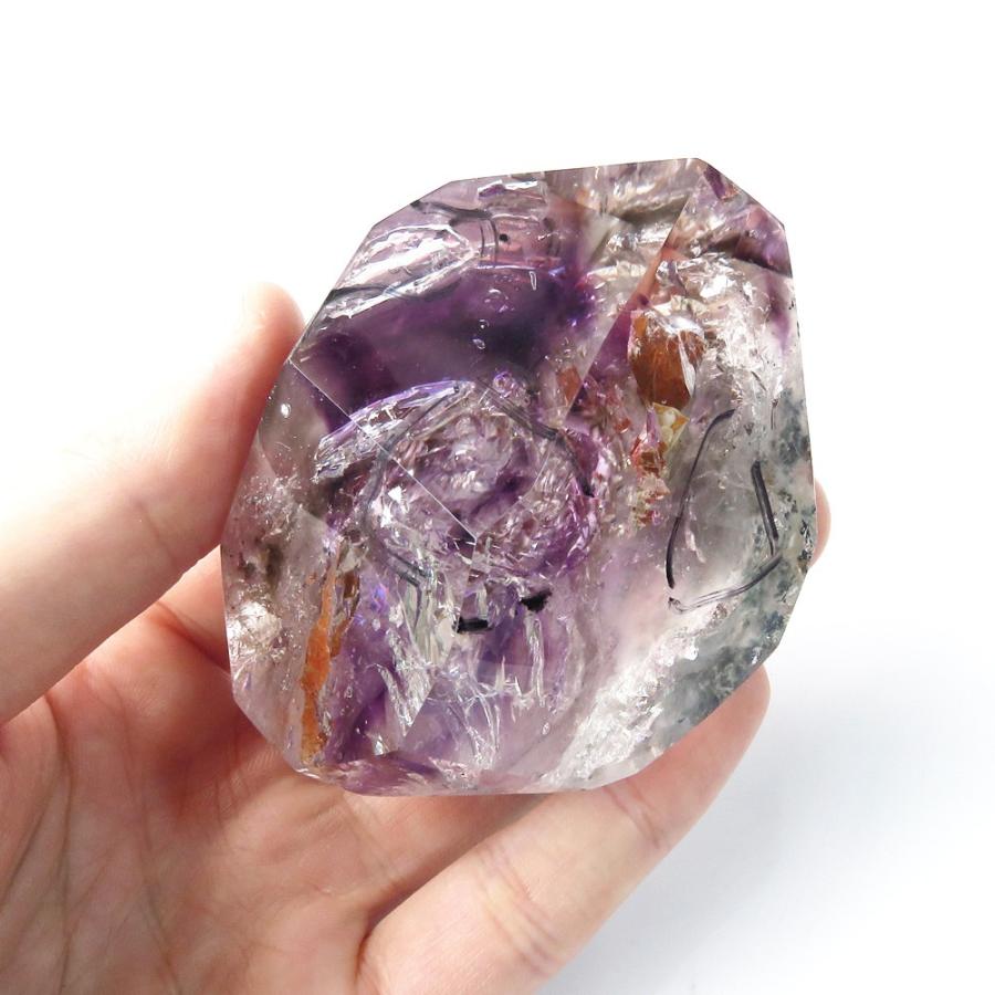 GOLD STONE 水入り アメジスト エレスチャル 原石 骸骨水晶 爆買