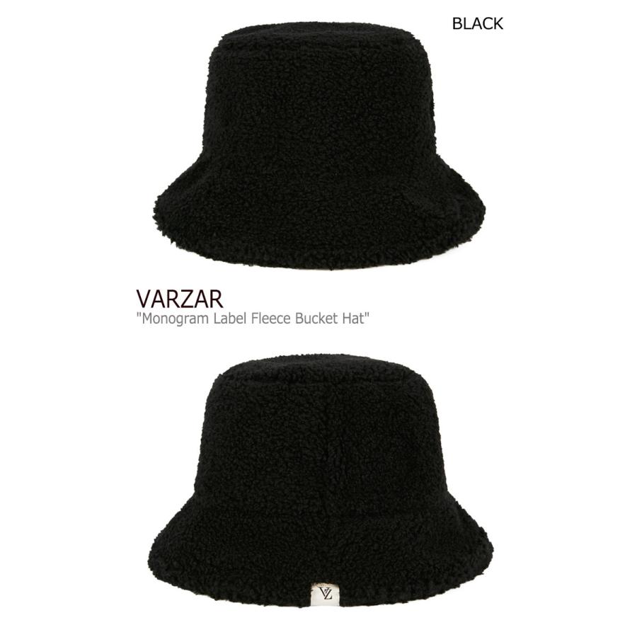バザール バケットハット VARZAR 正規販売店 Monogram Label Fleece Bucket Hat モノグラム ラベル フリース バケット ハット CREAM BLACK varzar622/3 ACC｜goldtail2020｜02