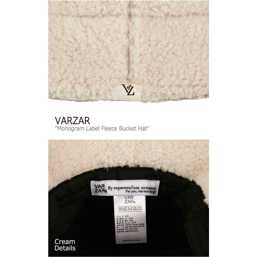 バザール バケットハット VARZAR 正規販売店 Monogram Label Fleece Bucket Hat モノグラム ラベル フリース バケット ハット CREAM BLACK varzar622/3 ACC｜goldtail2020｜04