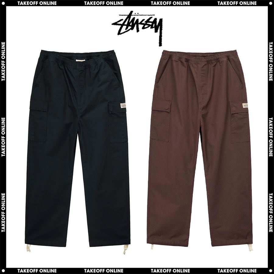 STUSSY RIPSTOP CARGO BEACH PANT BLACK / BROWN メンズ ボトムス