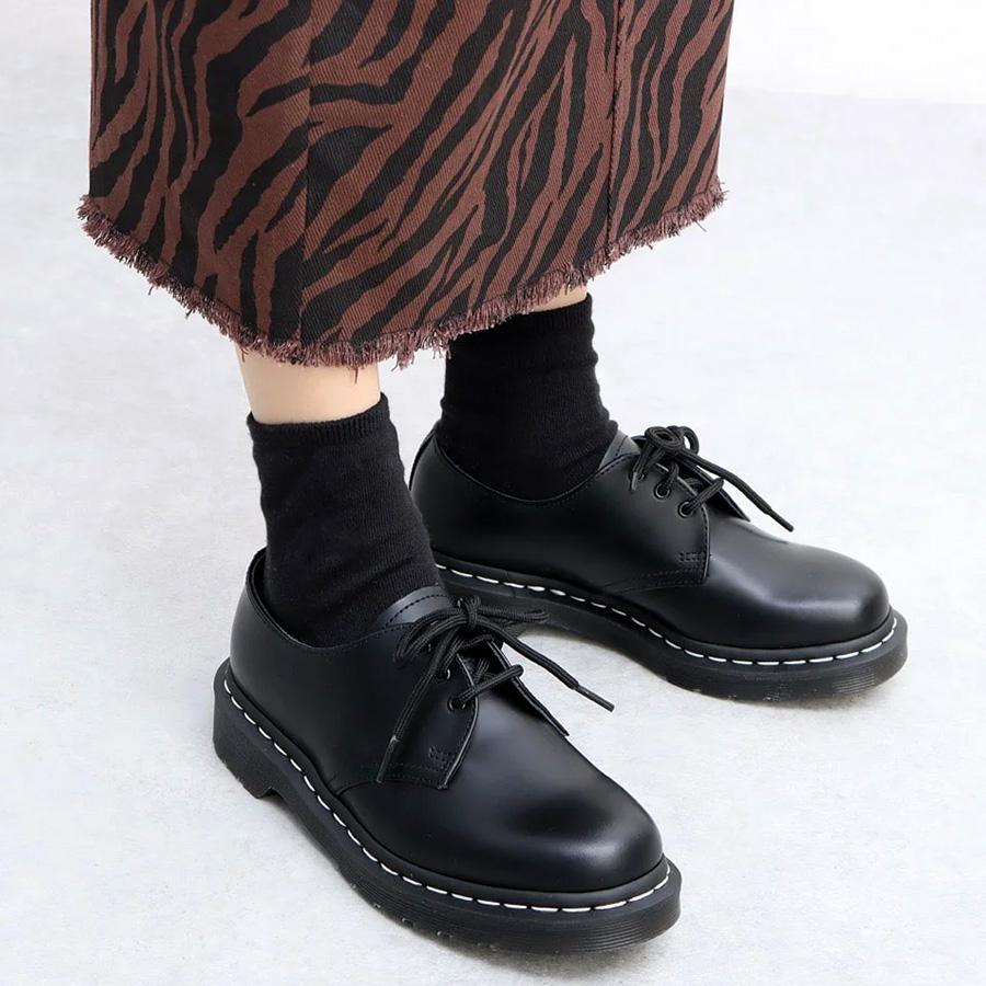 Dr.Martens 1461 3 HOLE SHOES BLACK/WHITE STITCH メンズ レディース