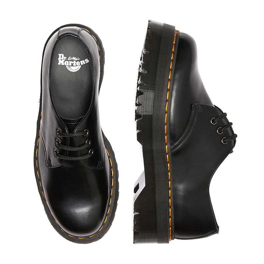 Dr.Martens 1461 QUAD BLACK POLISHED SMOOTH レディース レザー