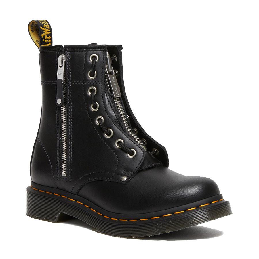 ドクターマーチン ブーツ レディース 1460 ツインジップ 8ホールブーツ ブラック レースアップ Dr.Martens 1460 TWIN ZIP  8HOLE BOOTS BLACK WANAMA LEATHER