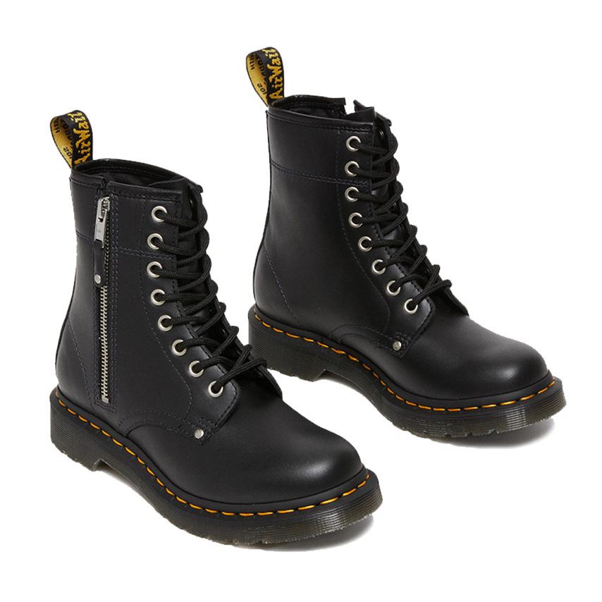 ドクターマーチン ブーツ レディース 1460 ツインジップ 8ホールブーツ ブラック レースアップ Dr.Martens 1460 TWIN ZIP  8HOLE BOOTS BLACK WANAMA LEATHER