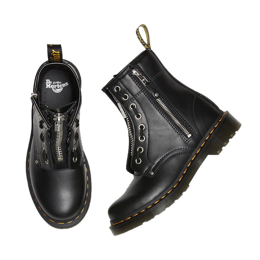 ドクターマーチン ブーツ レディース 1460 ツインジップ 8ホールブーツ ブラック レースアップ Dr.Martens 1460 TWIN ZIP  8HOLE BOOTS BLACK WANAMA LEATHER