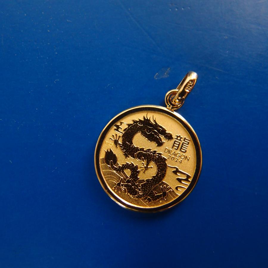 純金 干支1/10オンス金貨 ペンダント 辰年 2024年 : Gold Tohki