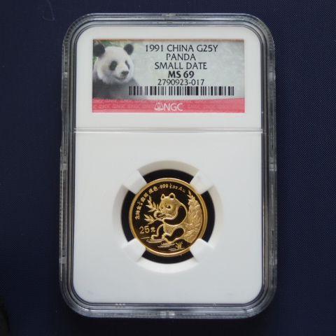 中国 パンダ金貨１／４オンス １９９１年 SD MS69 100%品質保証 www ...