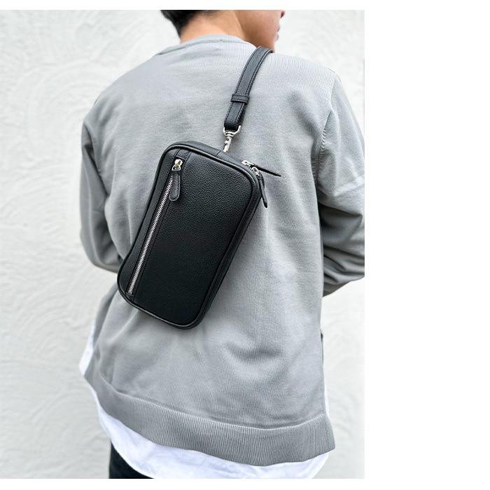 ショルダーバッグ ボディバッグ メンズ 本革 革 4way 小さい 軽量