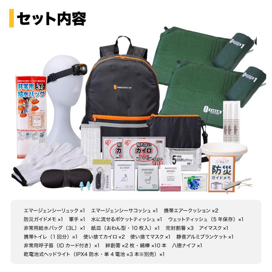 防災リュック 23点セット 女性 子ども 1人用 MG-BS1200 避難 地震 災害用 非常用 持ち出し グッズ 軽量_7