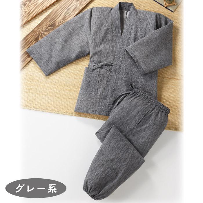作務衣 日本製 高島ちぢみ 夏素材 涼しい 清涼感 ブルー グレー 吸汗性