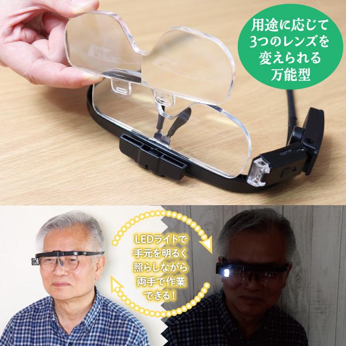 ルーペ 拡大鏡 ライト付き ヘッドルーペ LED付き 充電式 精密作業
