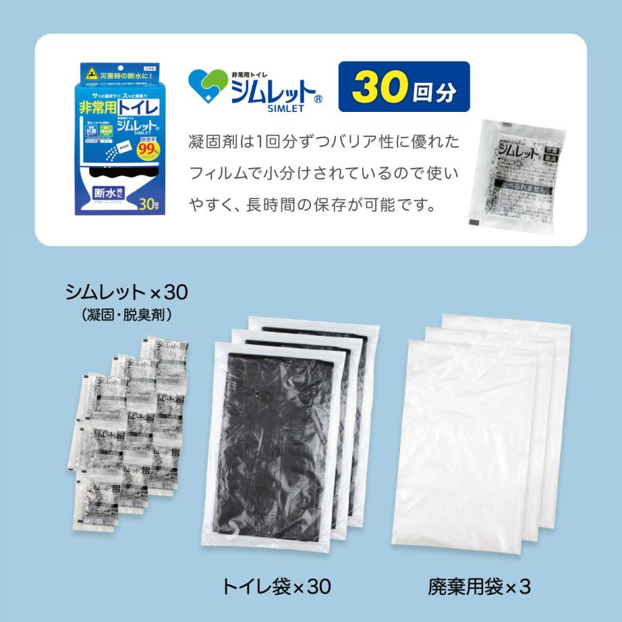 非常用トイレセット シムレット 凝固剤 30回分 簡易 携帯 袋付き 日本
