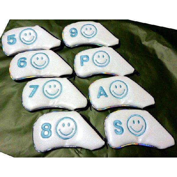 ゴルフ アイアンカバー 本格ソフトエナメル素材使用 PEACE SMILE