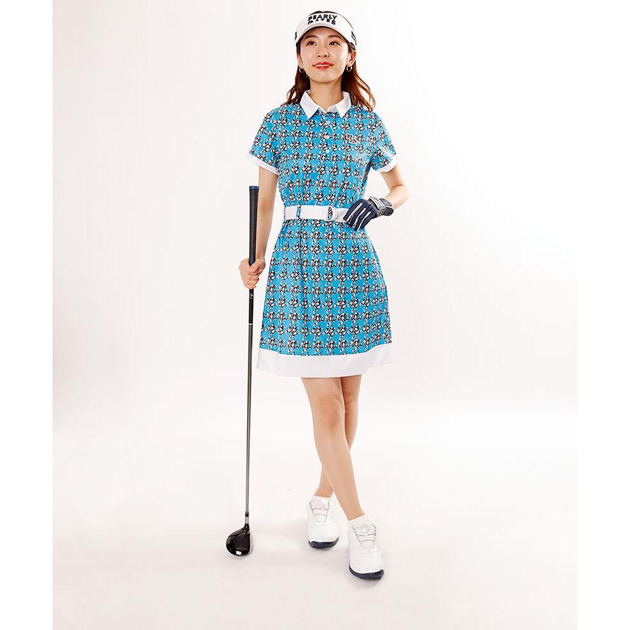 数量は多い ゴルフウェア レディース ペチ付き半袖ワンピ 千鳥 Flower Ef 春夏ワンピース エフィカス レディースウエア