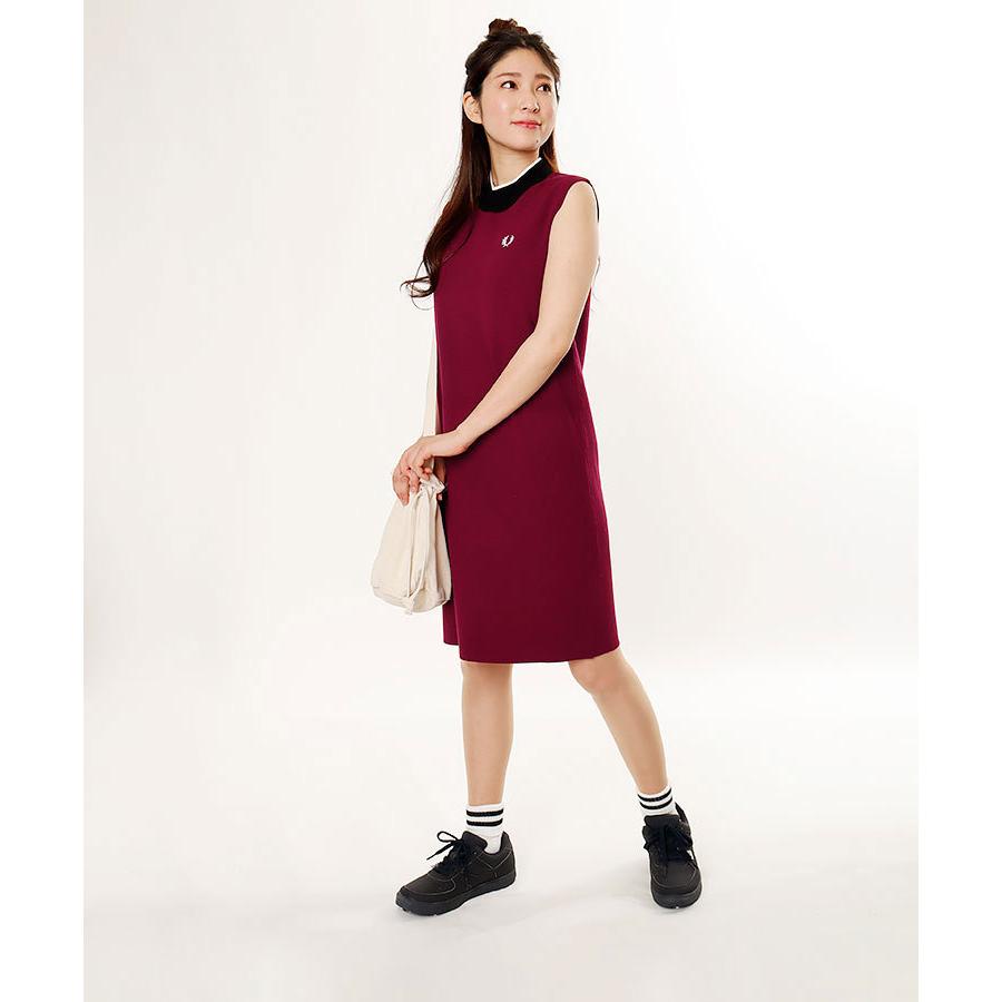 流行に 春夏ワンピース フレッドペリー レディース ゴルフウェア Fp ノースリーブニットワンピ バイカラー レディースウエア