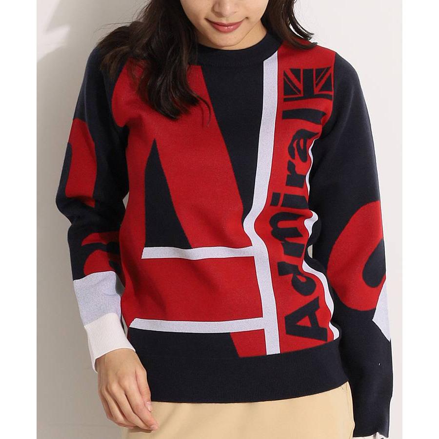 セール品】 アドミラルゴルフ ポップロゴジャガードクルーネック