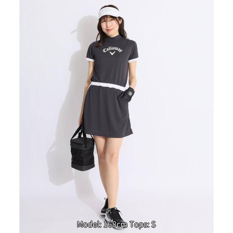 美品　カステルバジャック 黒半袖ワンピースメッシュ ストレッチ ゴルフウェア春夏 美品 カステルバジャック ゴルフウェア ワンピース 黒 サイズ42