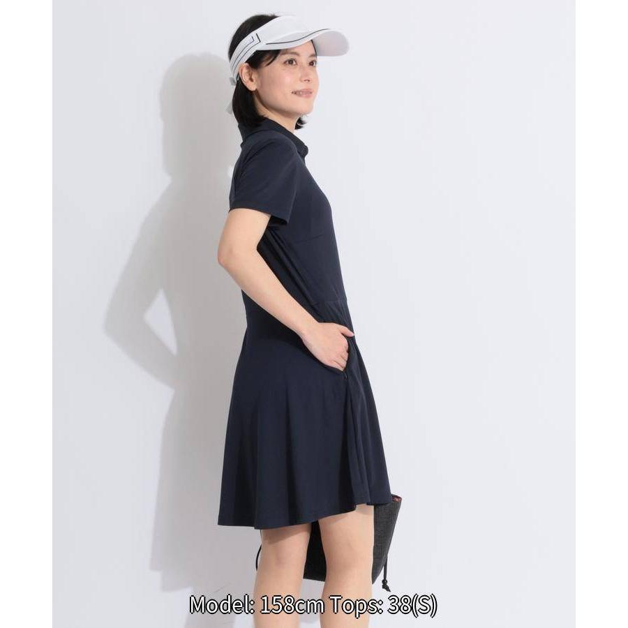 J.LINDBERG 速乾 ストレッチ インナーパンツ付き 半袖ワンピースM セール ジェイリンドバーグ 【速乾ストレッチ】ぺチパンツ付き